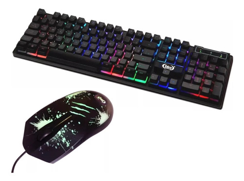 Kit Gamer 2 Em 1 Mouse Com 6 Botões E Teclado Rgb Usb 2.0 