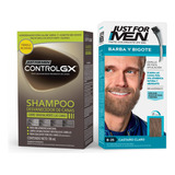 Kit Just For Men Desvanecedor Canas Gx + Barba Castaño Claro