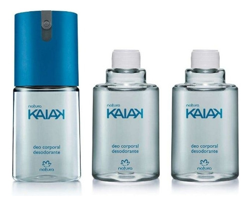 Deo Corporal Masculino Kaiak Clássico Kit 1 Regular +2 Refis