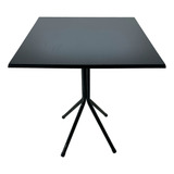 Mesa Bistrô 76cm C/ Tampo Quadrado Preto 60cm Bar Padaria