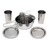 Marmita Acero Inoxidable Set 2 P 680g Olla Baja Plato Vaso