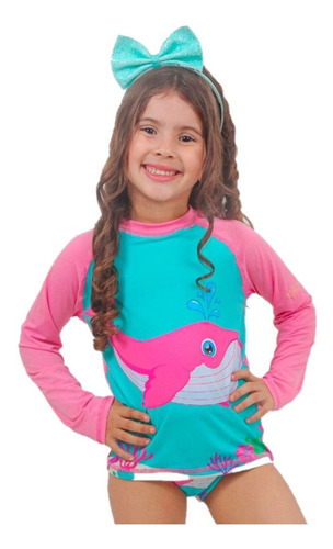 Camiseta Infantil Proteção Solar Uv + Calcinha Menina Np14