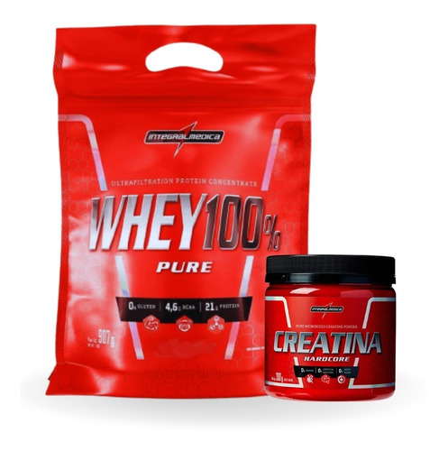 Whey 100% Pure 907g (refil) + Creatina 300g Integral Médica