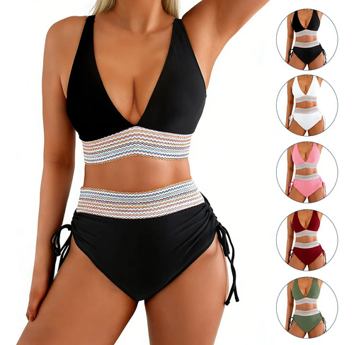 Traje De Baño Para Mujer, Cintura Alta Conjunto De Bikini | MercadoLibre