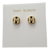 Aretes Tory Burch Redondos Logo Dorado Con Tres Tono