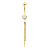 Piercing Umbigo Ouro 18k (750) Redonda Com Corrent E Bolinha