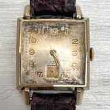 Reloj Alfa De 1940 Baño De Oro, Cuadrado , Tapa Acero
