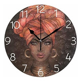 Reloj De Pared De Mujer Bonita Afroamericana, Relojes D...