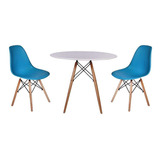 Kit Mesa Jantar Eiffel 120cm Branca +2 Cadeiras Eames Eiffel