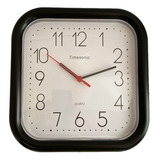 Reloj Pared Plastico Negro Timesonic 25cm Cuadrado Con Pila
