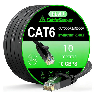 Shzhdikun Cable Red Plano Categoria 6 Cat6 Rj45 Utp 10 Metros Negro | MercadoLibre