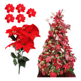 6 Ramos Nochebuena 5 Flores Navidad Artificiales Adorno 30pz