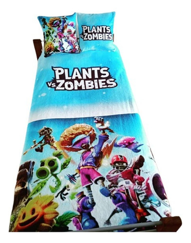 Plants Vs Zombie - Combo Manta + 2 Fundas Almohadón