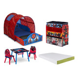 Set Recamara Infantil Cama Con Toldo Juguetero Mesa Colchon