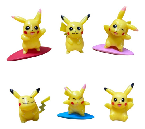 6piezas Anime Pokémon Pikachu Colección Figuras De Juguete