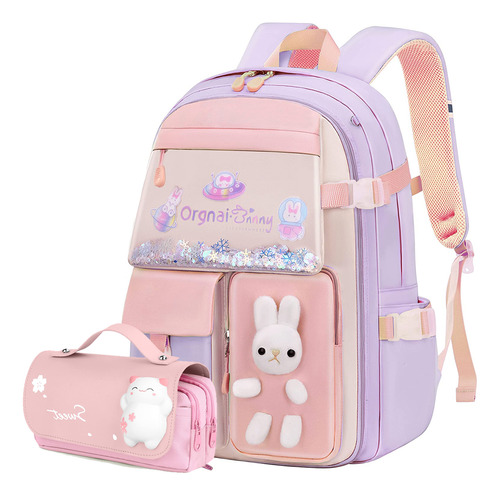 Mochila Kawai Con Forma De Conejito Para Niñas, Con Bolsa Pa