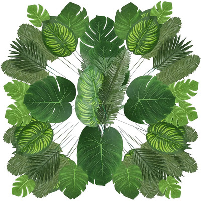 90 Piezas 6 Tipos De Hojas De Palma Artificial Monstera | MercadoLibre