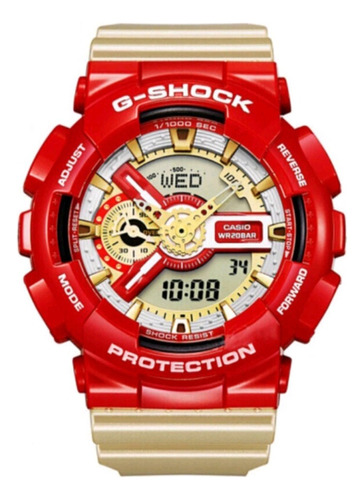 Reloj Casio Gshock Rojo C/dorado Original Contra Impac Ga110