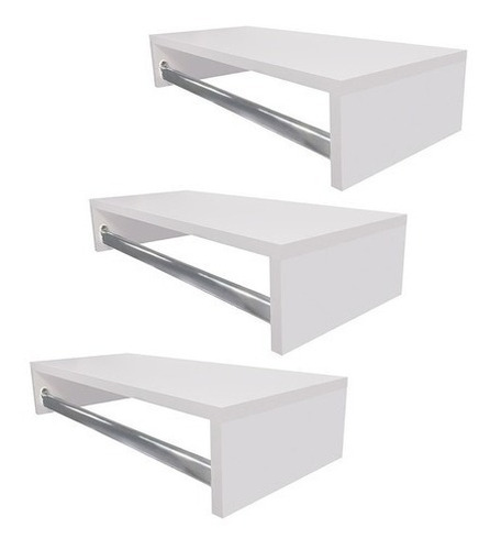 Cabideiro Araras Organizador 60x12x25 Branco 3 Unidades