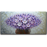 Cuadro De Lienzo Moderno Texturizado Púrpura Flor