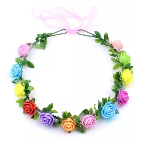 Guirnalda Diadema De Flores Con Luces Led Niña Mujer Cabello