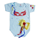 Kit Body Infantil Roupa Festa Carnaval Bebê Menina C/ Laço