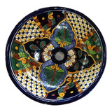 Lavabo Artesanal Cerámica Tipo Talavera Redondo P/sobreponer