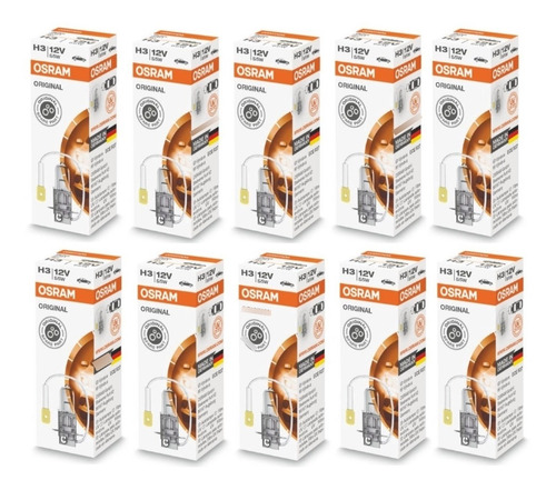 Kit Com 10 Lâmpadas Osram H3 12v 55w Original - Osram