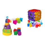 Kit Brinquedo Infantil Cubo + Tucano Presente Menino Menina