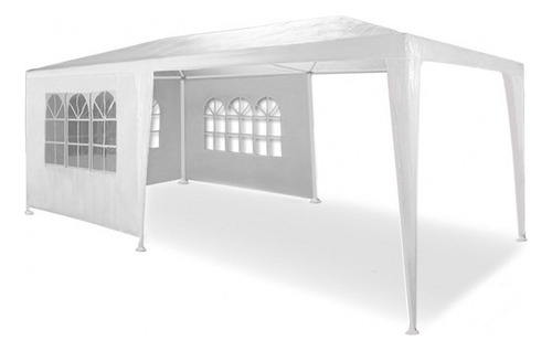 Toldo Carpa De 6x3 Mts Con Paredes Laterales Ventanas Fiesta Color Blanco