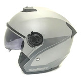 Casco Abierto Okn9 Doble Visor Gris Mate En Moto 46