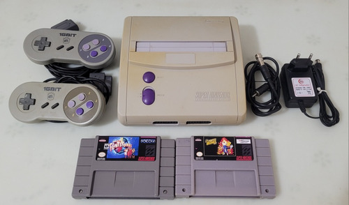 Super Nintendo Baby Completo Com Todos Os Cabos 2 Controles 