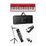 Teclado Roland Vermelho Go Keys61k  + Kit Pedal+bag+suporte