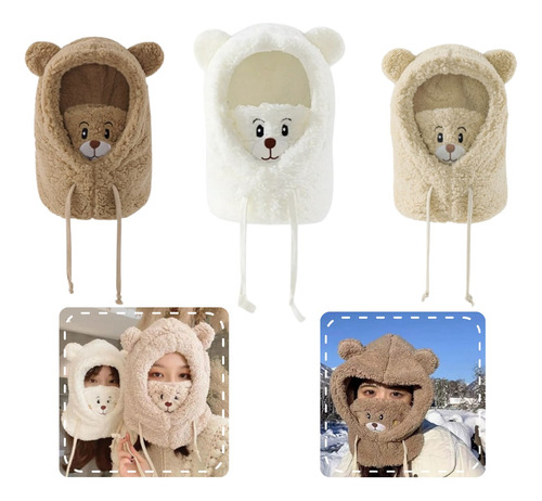 Gorro Cuello Pasamontañas Polar Grueso Kawaii Orejitas