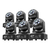 Kit 6 Moving Head 2em1 Spot Led 40w + Wash 6 Leds 8w Rgbw Dj