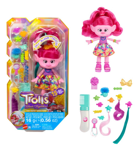 Trolls Muñeca Poppy Peinado Mágico