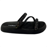 Sandália Rasteirinha Birken Leve Tiras Strass Moleca 5469121