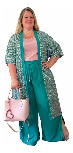 Kimono Longo Cardigan Feminino Plus Size Sobre Tudo 