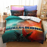 Cama Doble Godzilla Vs Kong, 2 Fundas De Almohada Y 1