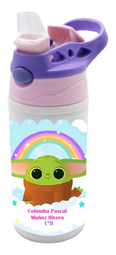 Botella Agua Colegio Baby Yoda Personalizada Niños