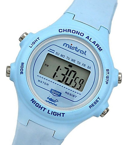 Reloj Mujer Mistral Ldx-ban-2a Joyeria Esponda Color De La Malla Celeste Color Del Bisel Celeste Color Del Fondo Led