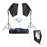 Kit Luz Continua 2 Softbox 50x70 2 Lâmpadas 220v 2 Tripés