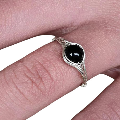  Anillo Obsidiana Talla 6 Anillos Negros De Plata Ester...