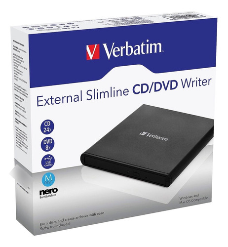 Gravador Externo Slim De Cd/dvd Verbatim (usb)