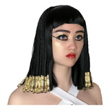 Peluca Egipcia De Cleopatra  Trenzada  Negra  Con Calor