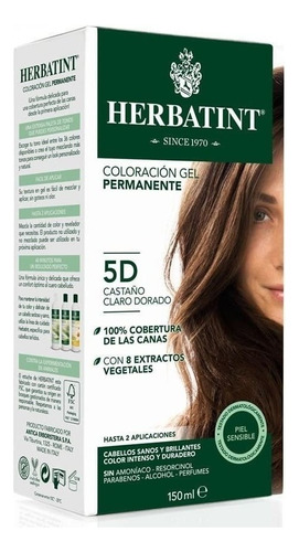 Kit Tintura Herbatint  Tintura Permanente Tintura Permanente 5d - Castaño Claro Dorado Herbatint Tono 5d Castaño Claro Dorado 10vol. Para Cabello X 150ml