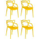 Kit 4 Cadeiras Allegra Empilhável Com Inmetro Magazine Decor Cor Amarelo