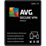 Avg Secure Vpn - 10 Dispositivos 1 Ano