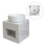 Soporte De Lavabo Piedra Tecnologica Con Estante Blanco