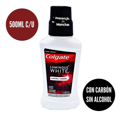 Enjuague Bucal Colgate Luminous White Carbón S/alcohol 500ml